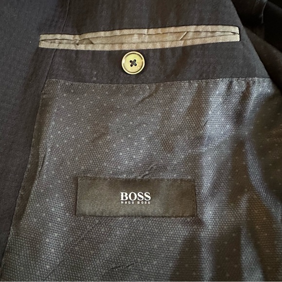 BOSS Hugo Boss Navy Blue 100% Virgin Wool Blazer Jacket 40R EUC Lightweight - Picture 5 of 9